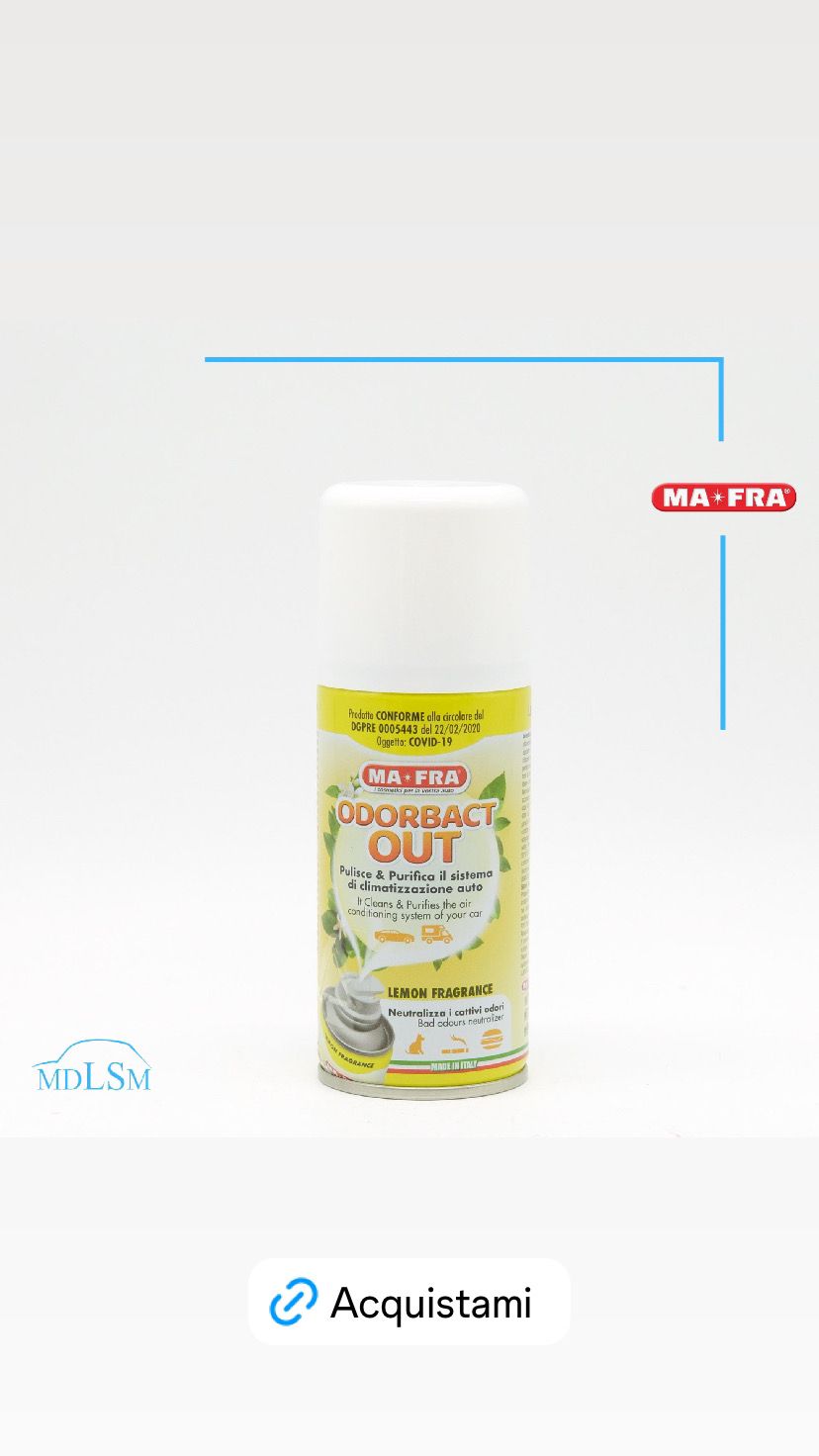 MAFRA ODORBACT OUT LEMON SPRAY PURIFICA ABITACOLO DAI CATTIVI ODORI "H1028"