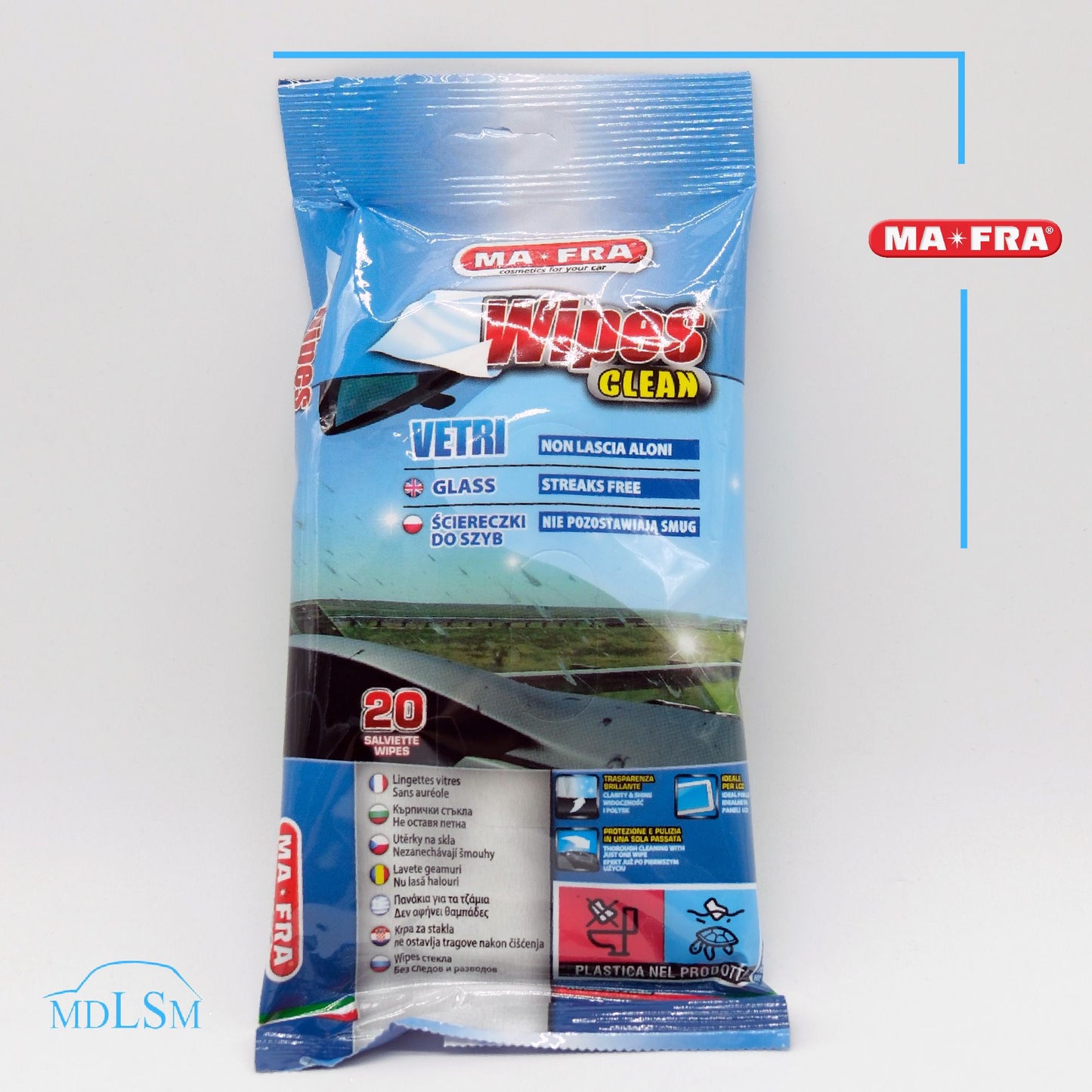 MAFRA PANNO WIPES CLEAN - PULITORE VETRI AUTO - SALVIETTE MONOUSO "H0377"